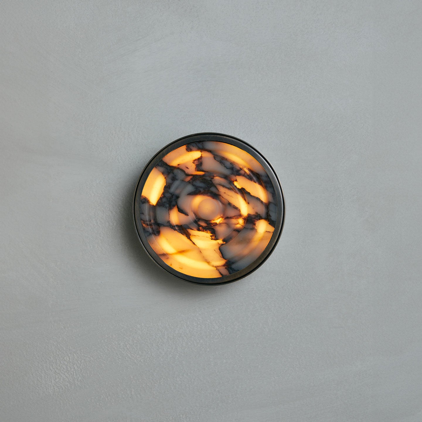 Ciclo wall sconce in calacatta viola, brown waxed metal — Studio Baldo