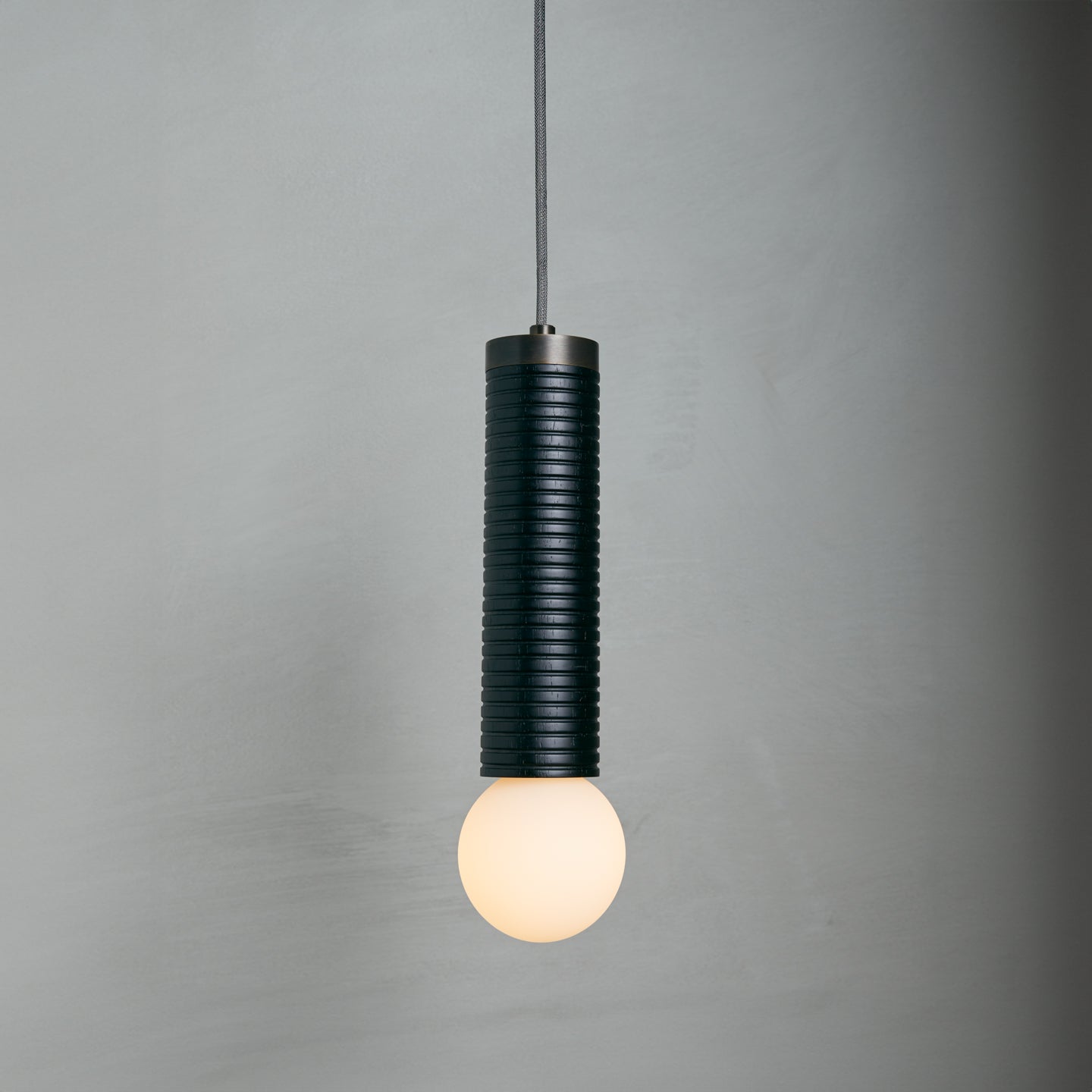 Axis Ceiling Pendant in ebonized and brown wax polished, Studio Baldo