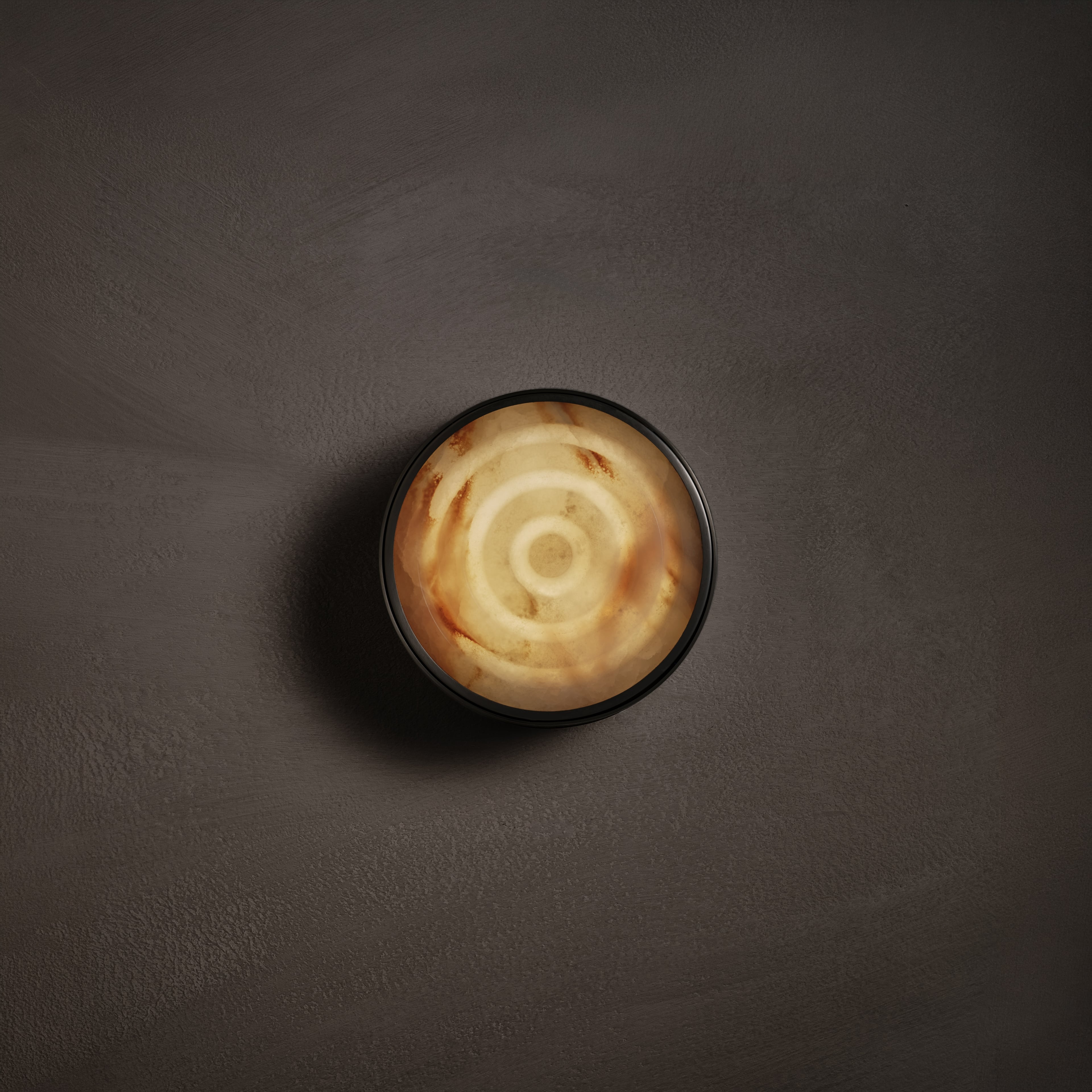 Ciclo Wall Sconce in Green Onyx and aged silver, lit, Studio Baldo