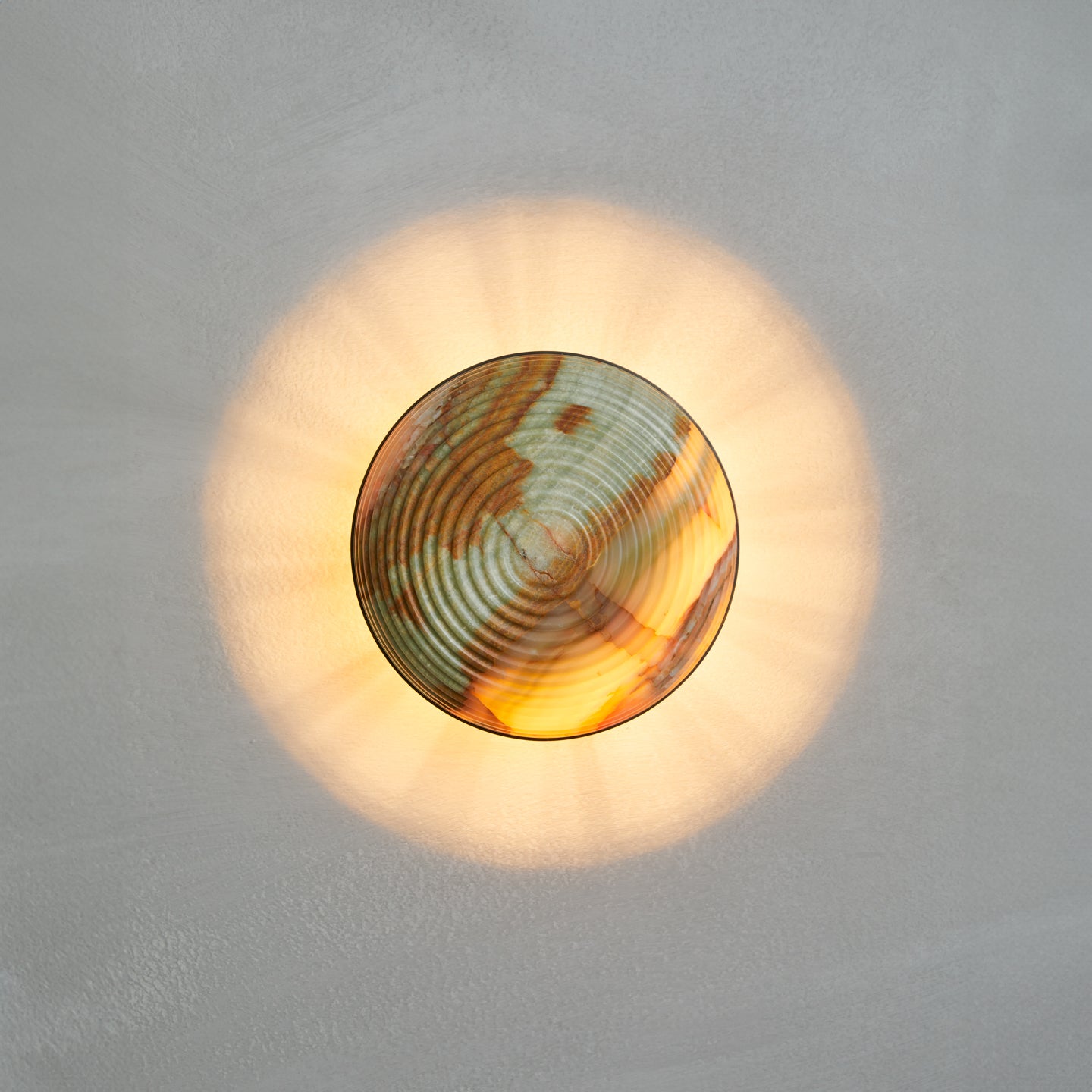 Contour Wall Sconce in Green Onyx and brown wax polished, Studio Baldo