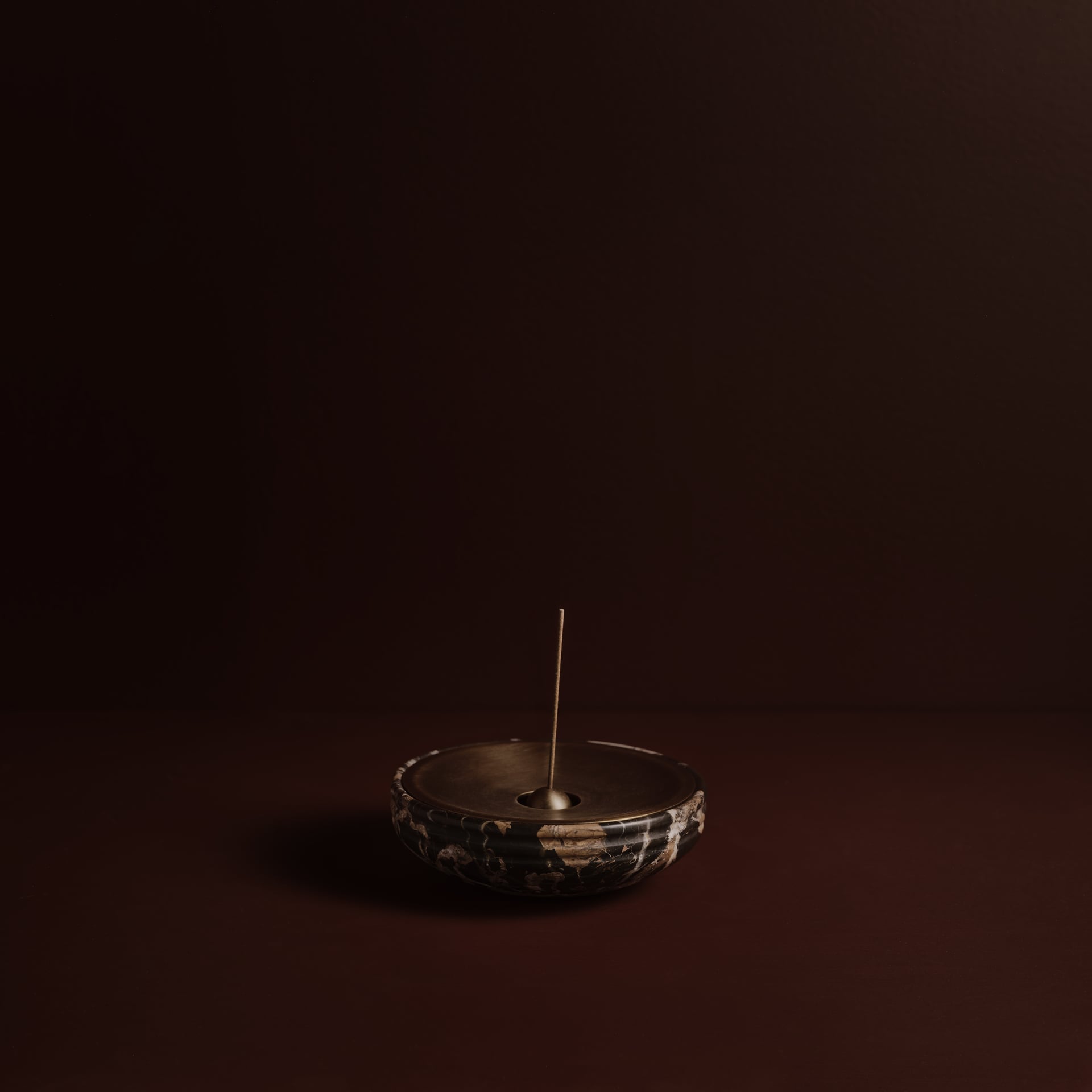 Nina Incense Burner in Portoro and aged silver, Studio Baldo