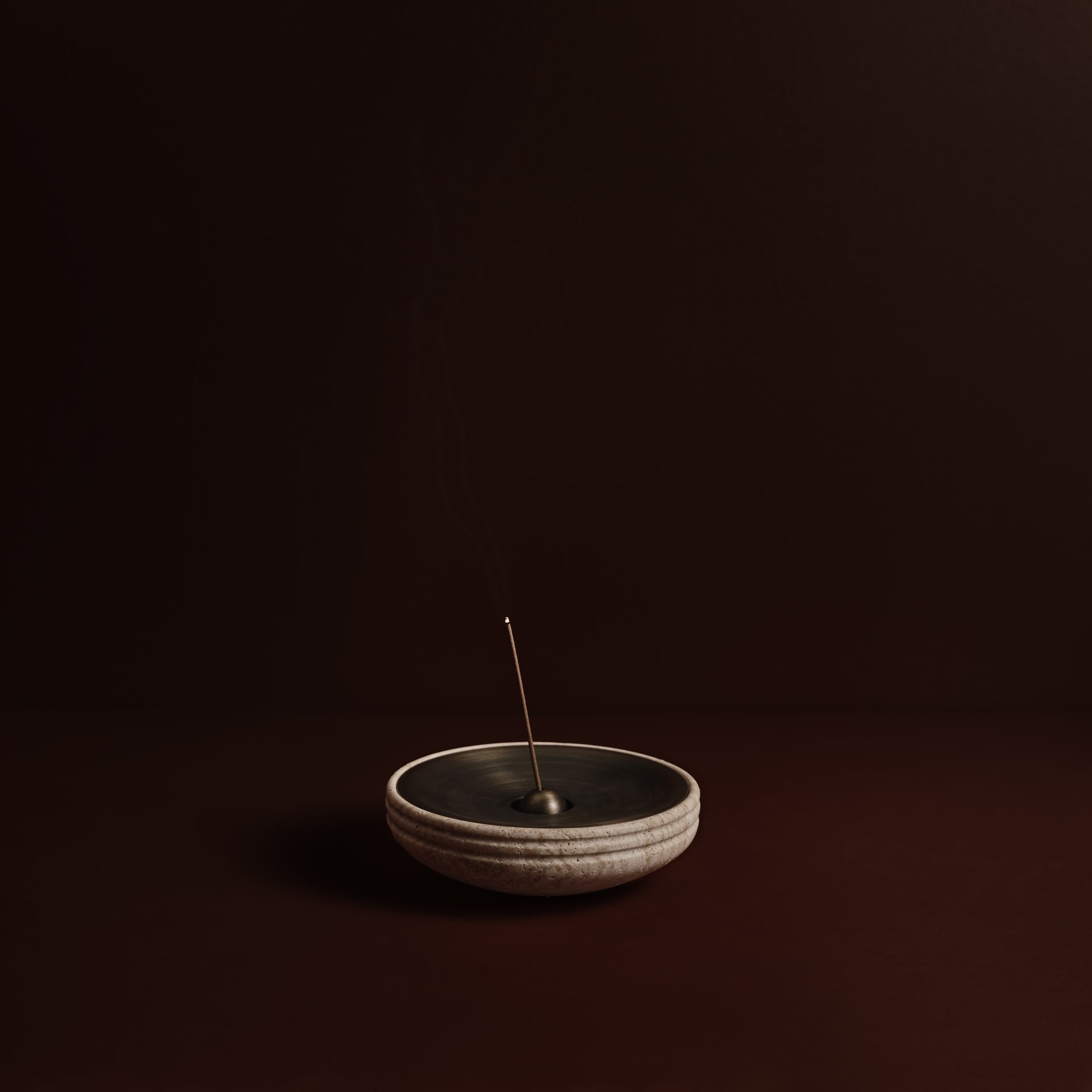 Nina Incense Burner in Travertine and aged brass, Studio Baldo