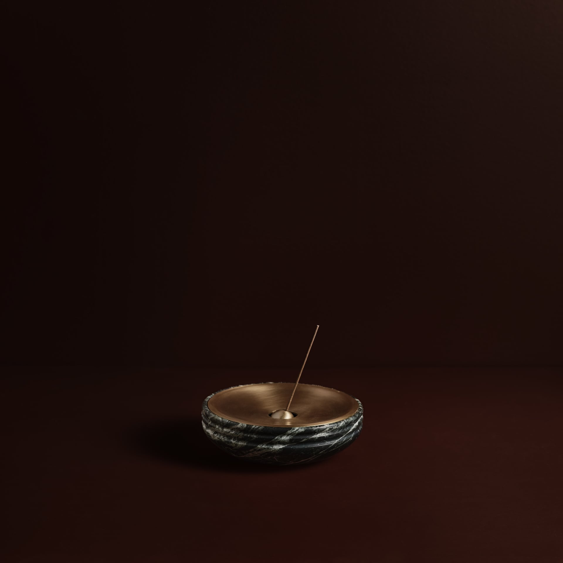 Nina Incense Burner in Verde Guatemala and brushed brass, Studio Baldo