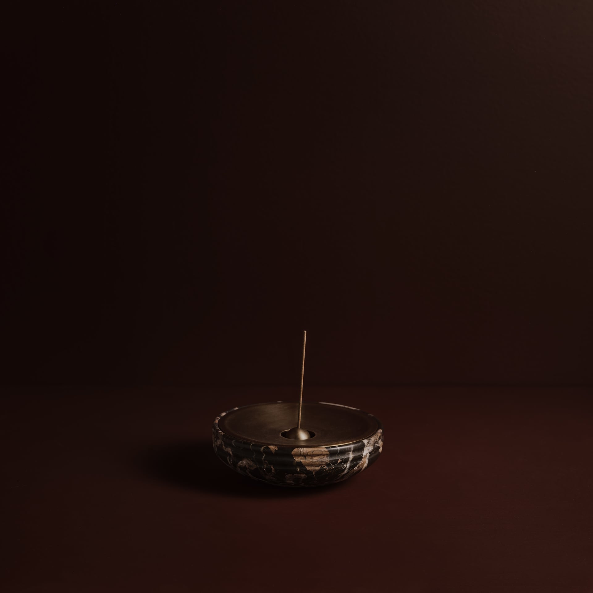 Nina Incense Burner in Volcanic Rock and brown wax polished, Studio Baldo