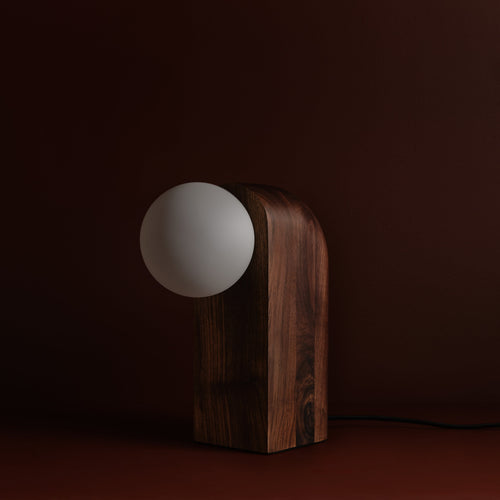 Nono Table Lamp in walnut, unlit, Studio Baldo