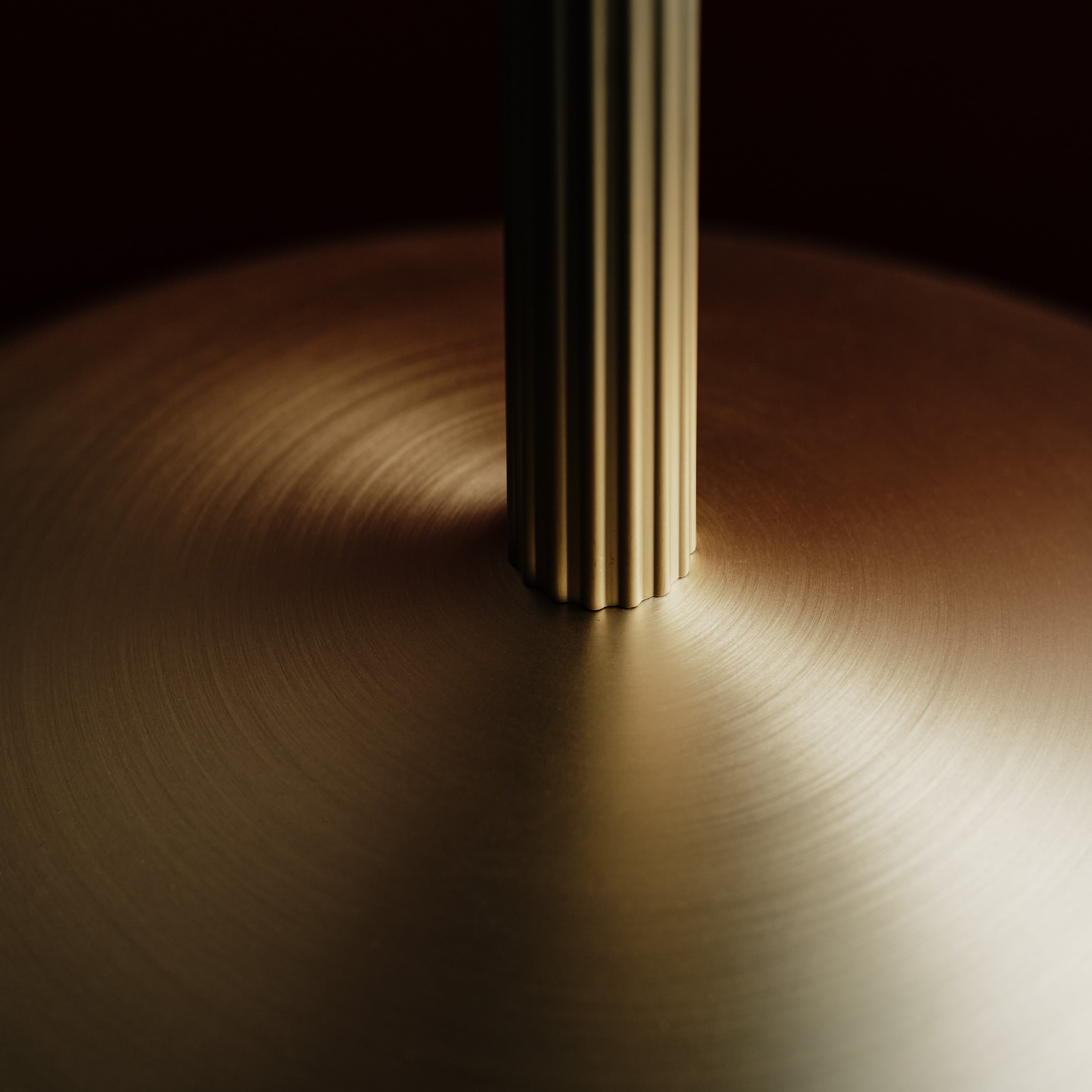 Orbit Ceiling Pendant in brushed brass, detail, Studio Baldo