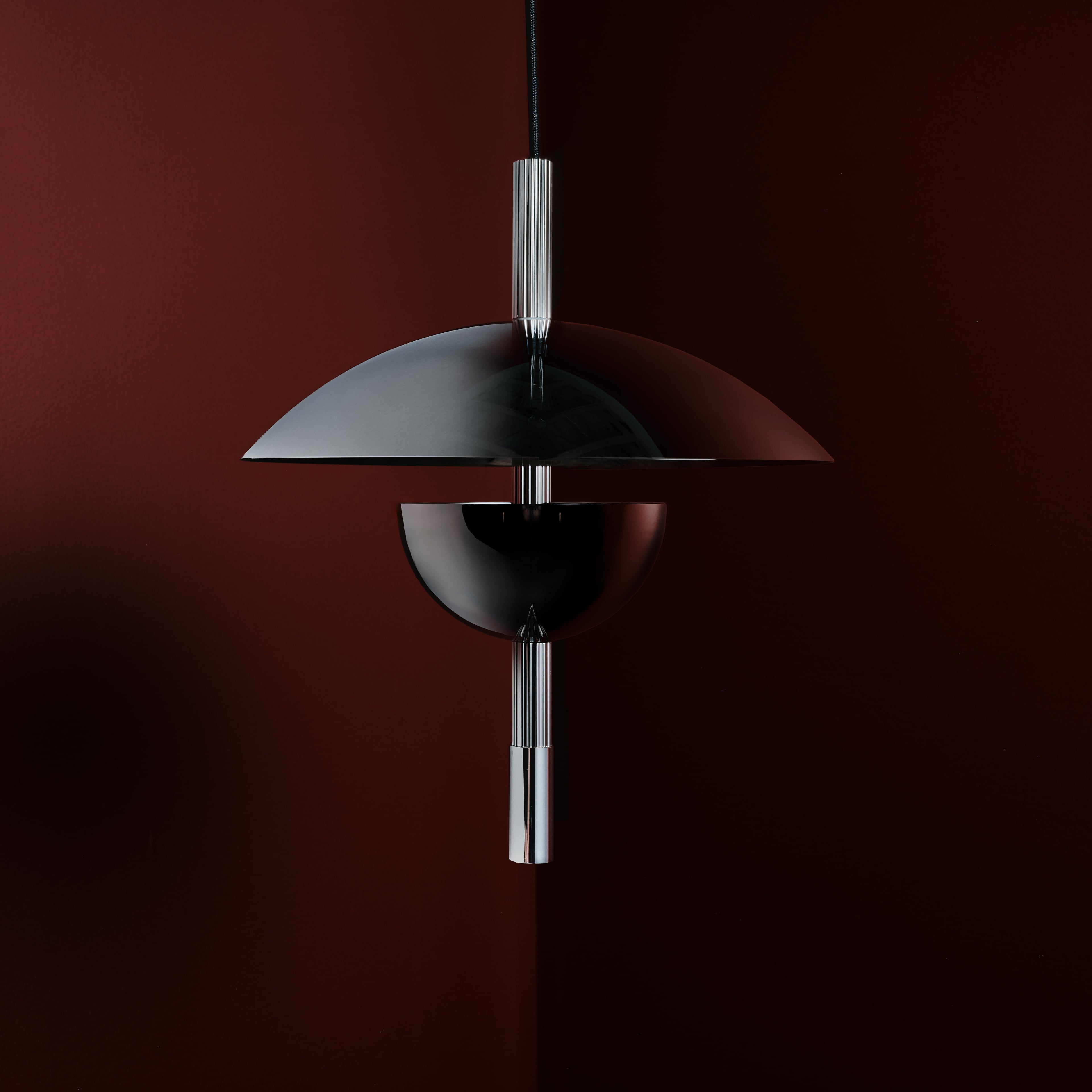Orbit Ceiling Pendant in nickel plated, unlit, Studio Baldo