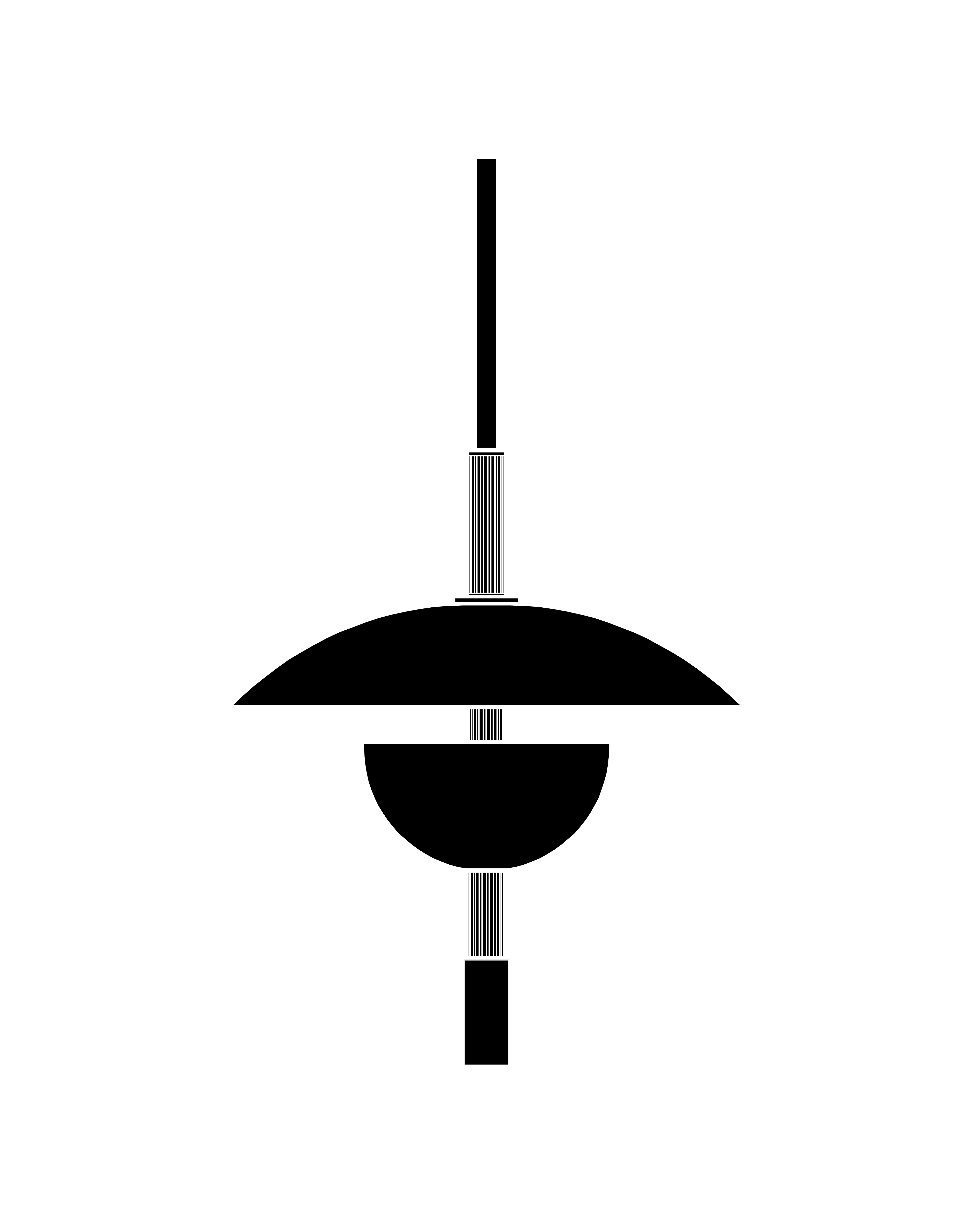 Orbit Ceiling Pendant line illustration, lit, Studio Baldo