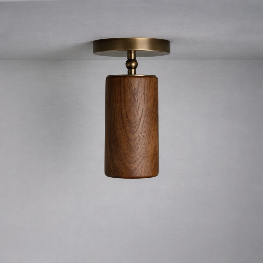 Rayo Ceiling Mount in walnut, detail, Studio Baldo