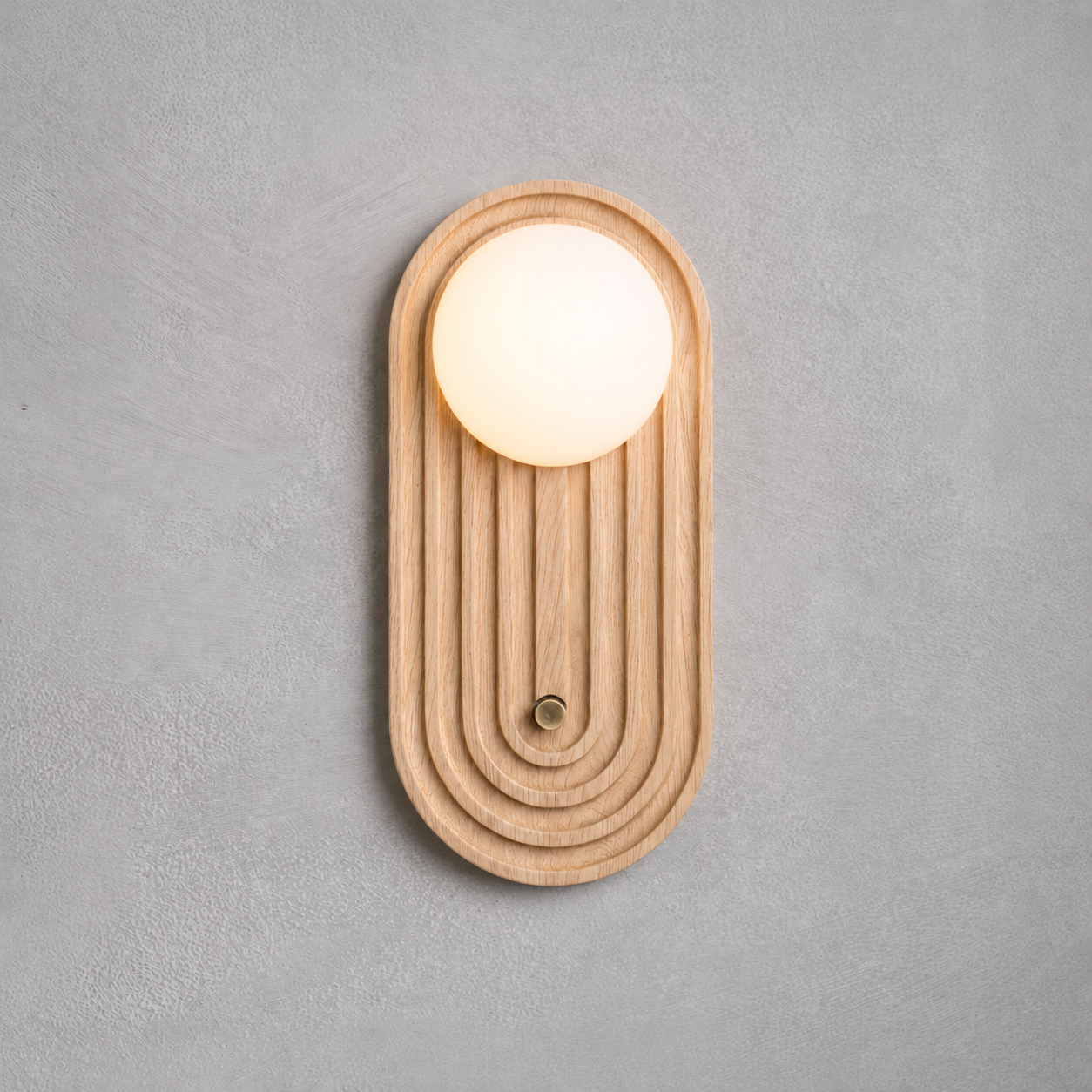 Sierra Wall Sconce in ash and aged brass with opal glass diffuser, Studio Baldo