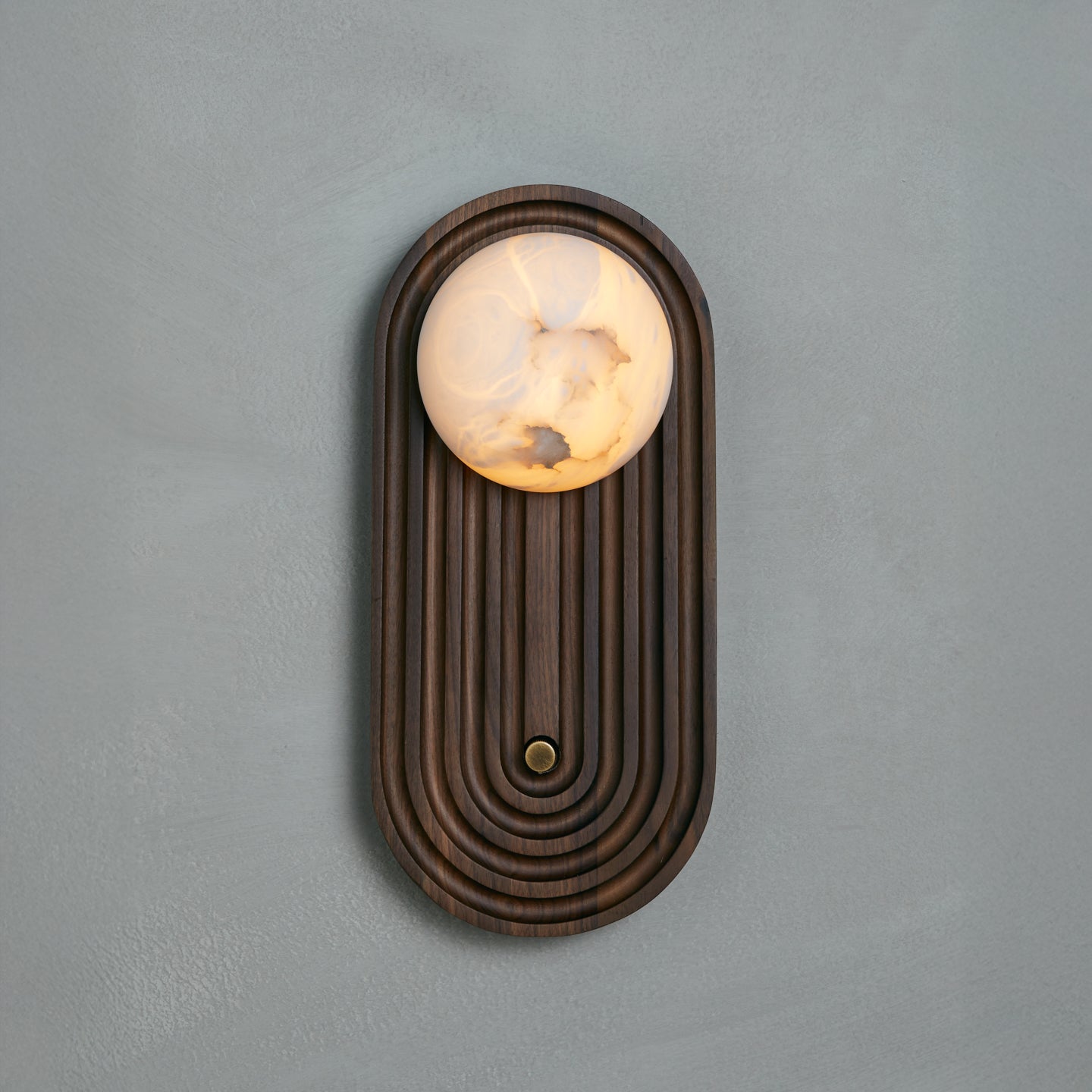 Sierra Wall Sconce in walnut and aged brass, Studio Baldo